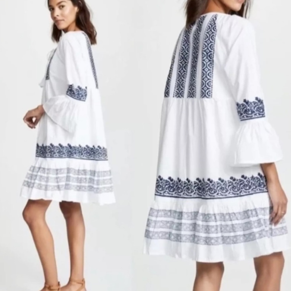 Roller Rabbit Mona Border Maricruz Dress Size Small White & Navy - Picture 11 of 11